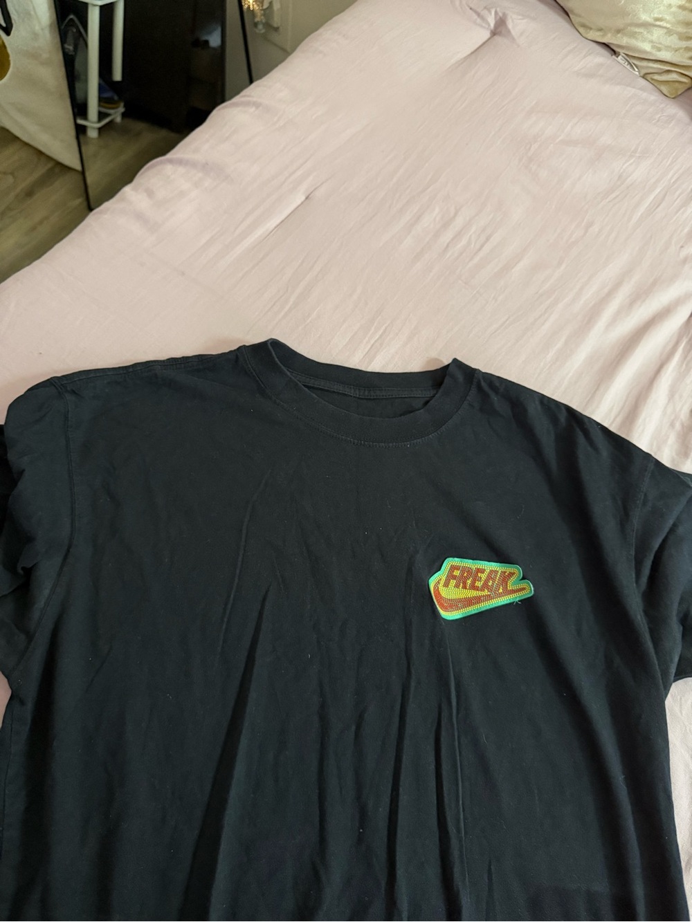 Mens Black Graphic Tee with Retro Logo